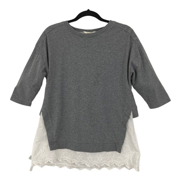 Matilda Jane Womens Size Small Gray & White Eyelet Lace In the Clouds Tunic Top - Picture 1 of 4